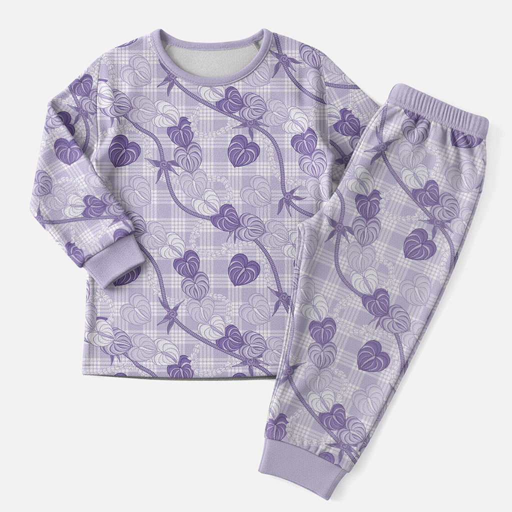 Anthurium Pikake Ti Leaf Palaka Christmas Pajama Set Purple Version LT01 Men Purple - Polynesian Pride