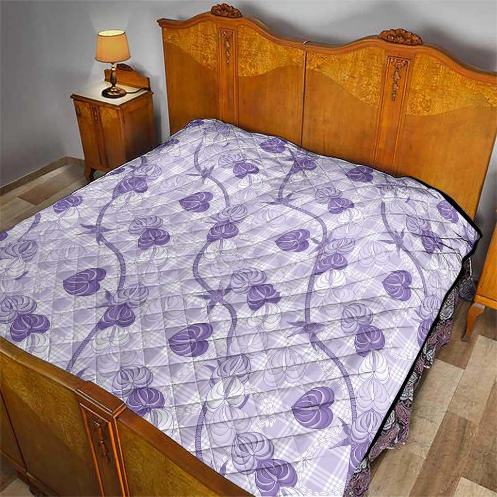 Anthurium Pikake Ti Leaf Palaka Quilt Purple Version