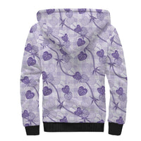 Anthurium Pikake Ti Leaf Palaka Sherpa Hoodie Purple Version LT01 - Polynesian Pride