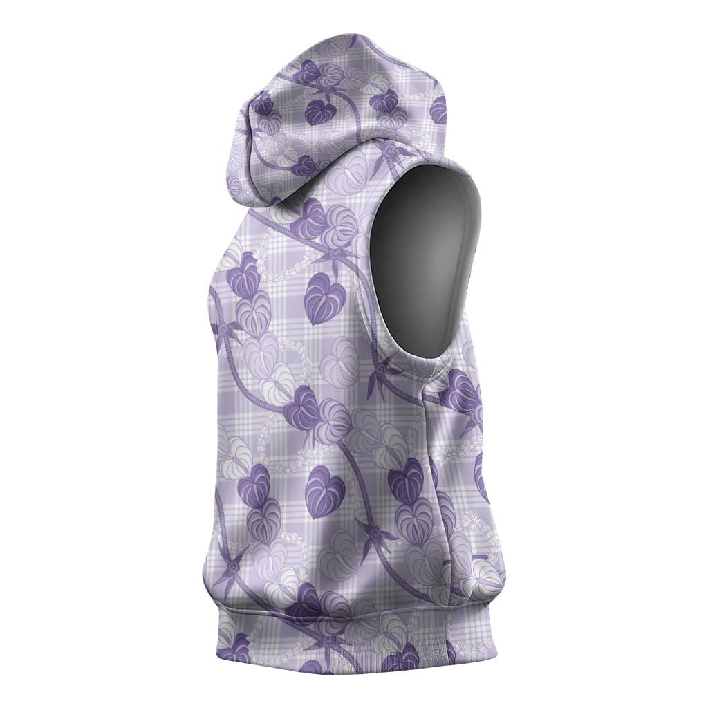 Anthurium Pikake Ti Leaf Palaka Sleeveless Hoodie Purple Version