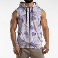 Anthurium Pikake Ti Leaf Palaka Sleeveless Zip Hoodie Purple Version