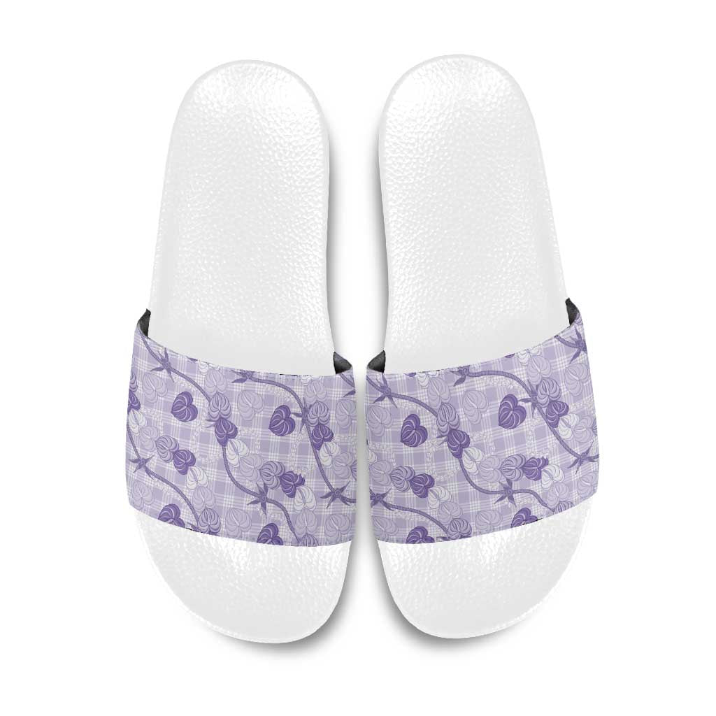 Anthurium Pikake Ti Leaf Palaka Slide Sandals Purple Version