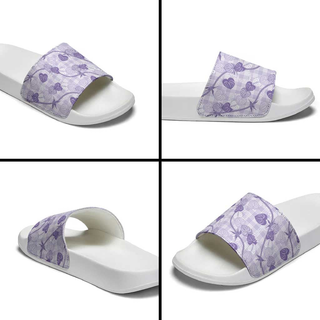 Anthurium Pikake Ti Leaf Palaka Slide Sandals Purple Version