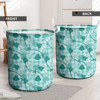 Anthurium Pikake Ti Leaf Palaka Laundry Basket Turquoise Version