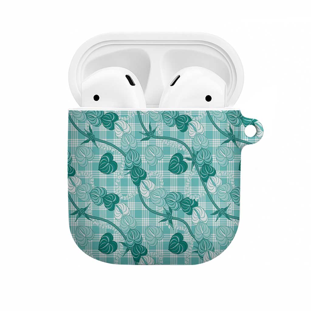 Anthurium Pikake Ti Leaf Palaka AirPods Case Turquoise Version