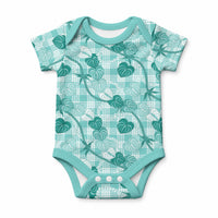 Anthurium Pikake Ti Leaf Palaka Baby Onesie Turquoise Version LT01 Turquoise - Polynesian Pride