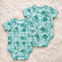 Anthurium Pikake Ti Leaf Palaka Baby Onesie Turquoise Version LT01 - Polynesian Pride