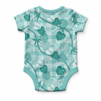 Anthurium Pikake Ti Leaf Palaka Baby Onesie Turquoise Version LT01 - Polynesian Pride