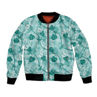 Anthurium Pikake Ti Leaf Palaka Bomber Jacket Turquoise Version