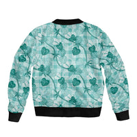 Anthurium Pikake Ti Leaf Palaka Bomber Jacket Turquoise Version