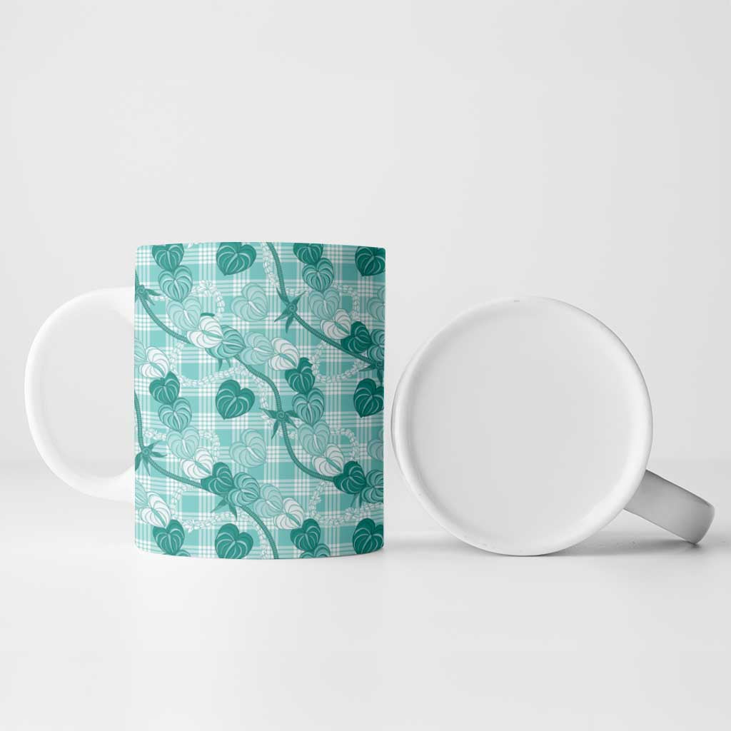 Anthurium Pikake Ti Leaf Palaka Ceramic Mug Turquoise Version