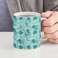 Anthurium Pikake Ti Leaf Palaka Ceramic Mug Turquoise Version