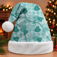 Anthurium Pikake Ti Leaf Palaka Christmas Santa Hat Turquoise Version LT01 Without Fur Turquoise - Polynesian Pride