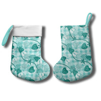 Anthurium Pikake Ti Leaf Palaka Christmas Stocking Turquoise Version LT01 - Polynesian Pride
