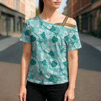 Anthurium Pikake Ti Leaf Palaka Cross Shoulder Shirt Turquoise Version