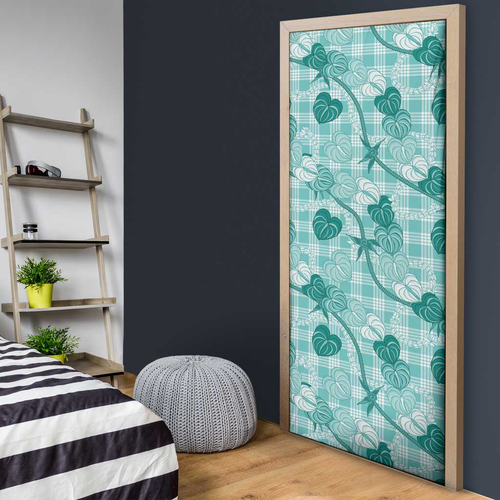 Anthurium Pikake Ti Leaf Palaka Door Cover Turquoise Version