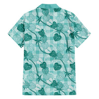 Anthurium Pikake Ti Leaf Palaka Family Matching Summer Maxi Dress and Hawaiian Shirt Turquoise Version