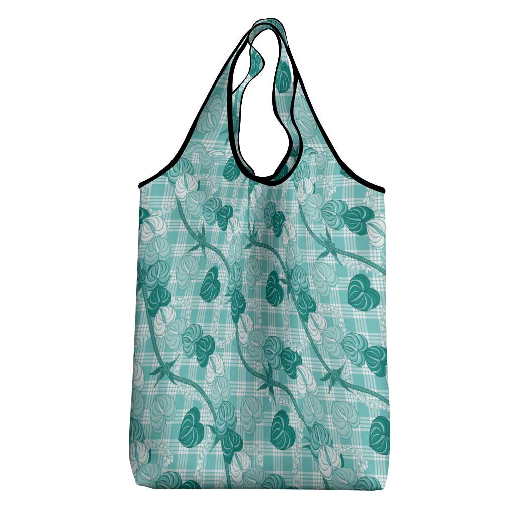Anthurium Pikake Ti Leaf Palaka Grocery Bag Turquoise Version