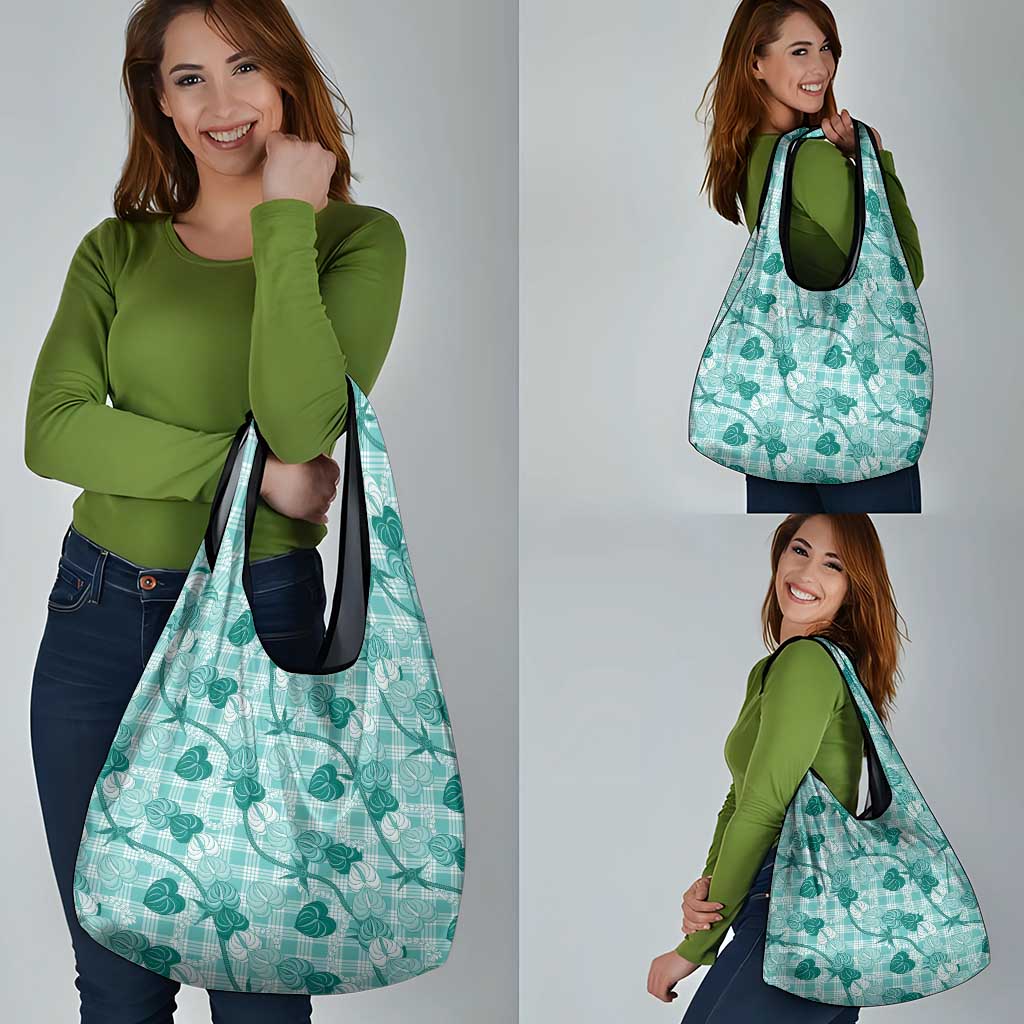 Anthurium Pikake Ti Leaf Palaka Grocery Bag Turquoise Version