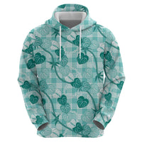 Anthurium Pikake Ti Leaf Palaka Hoodie Turquoise Version