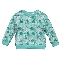 Anthurium Pikake Ti Leaf Palaka Kid Ugly Christmas Sweater Turquoise Version LT01 Kid Turquoise - Polynesian Pride