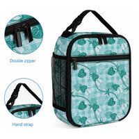 Anthurium Pikake Ti Leaf Palaka Lunch Bag Turquoise Version LT01 - Polynesian Pride
