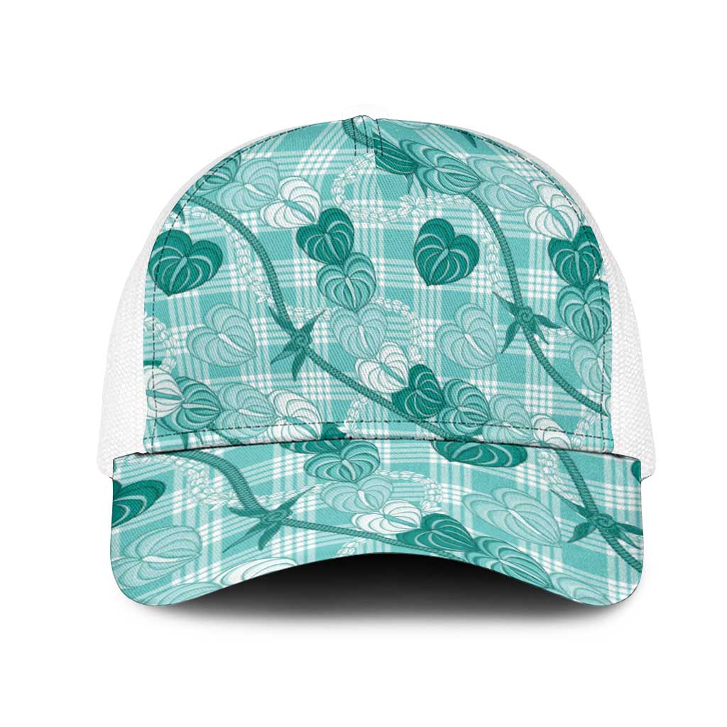 Anthurium Pikake Ti Leaf Palaka Mesh Trucker Cap Turquoise Version