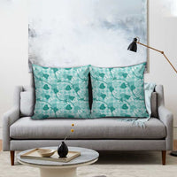 Anthurium Pikake Ti Leaf Palaka Pillow Cover Turquoise Version