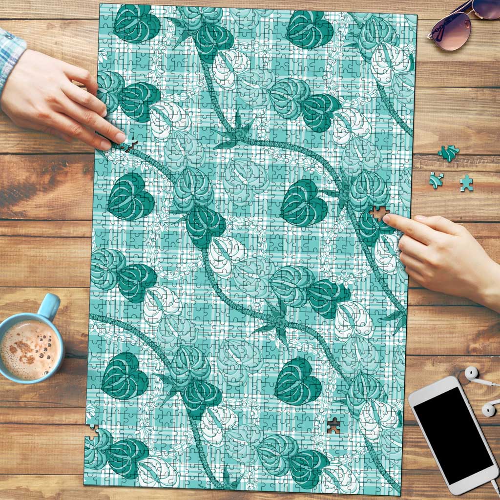 Anthurium Pikake Ti Leaf Palaka Puzzle Turquoise Version
