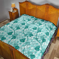 Anthurium Pikake Ti Leaf Palaka Quilt Turquoise Version