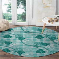 Anthurium Pikake Ti Leaf Palaka Round Carpet Turquoise Version