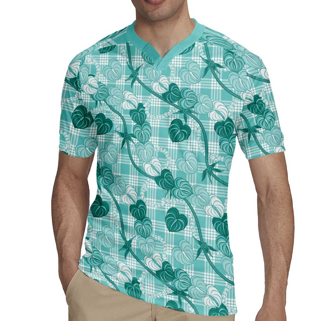 Anthurium Pikake Ti Leaf Palaka Rugby Jersey Turquoise Version
