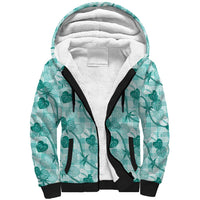 Anthurium Pikake Ti Leaf Palaka Sherpa Hoodie Turquoise Version