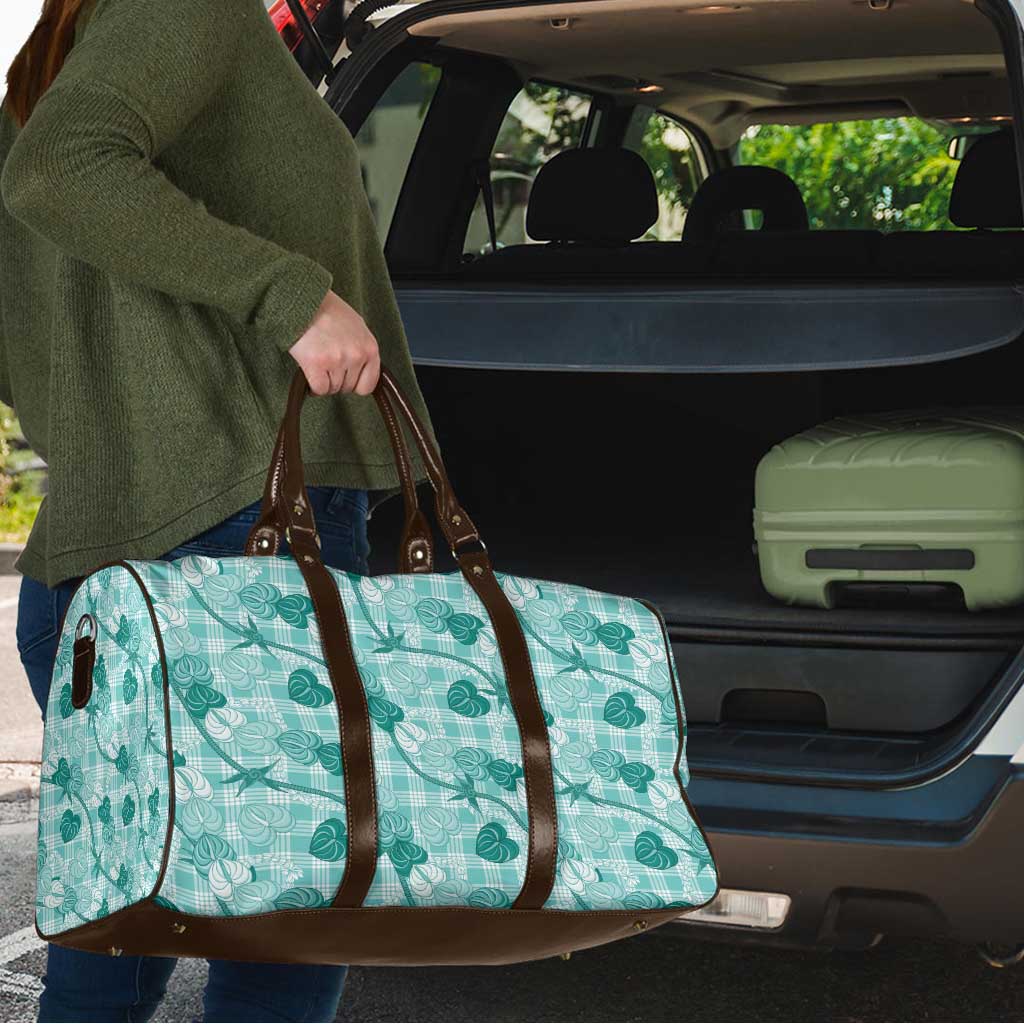Anthurium Pikake Ti Leaf Palaka Travel Bag Turquoise Version