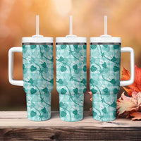 Anthurium Pikake Ti Leaf Palaka Tumbler With Handle Turquoise Version