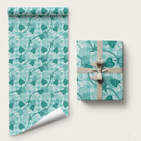 Anthurium Pikake Ti Leaf Palaka Wrapping Paper Turquoise Version