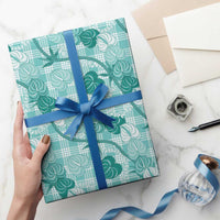 Anthurium Pikake Ti Leaf Palaka Wrapping Paper Turquoise Version