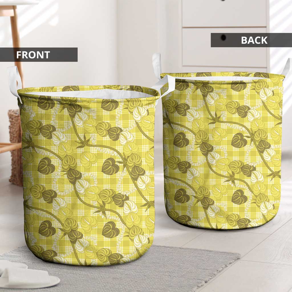 Anthurium Pikake Ti Leaf Palaka Laundry Basket Yellow Version