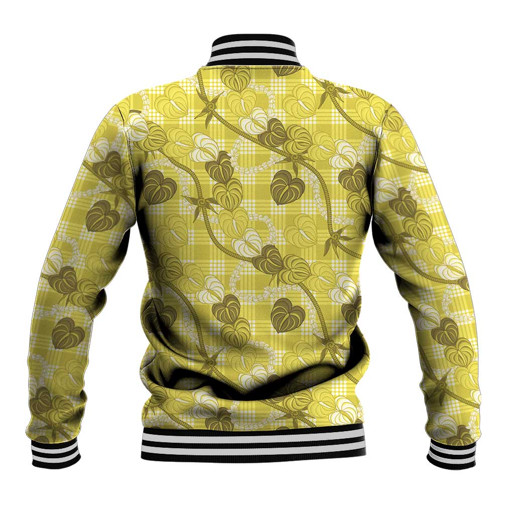 Anthurium Pikake Ti Leaf Palaka Baseball Jacket Yellow Version LT01 - Polynesian Pride