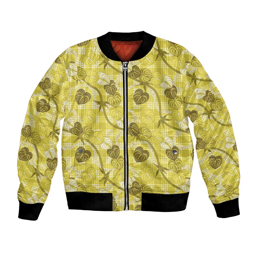 Anthurium Pikake Ti Leaf Palaka Bomber Jacket Yellow Version