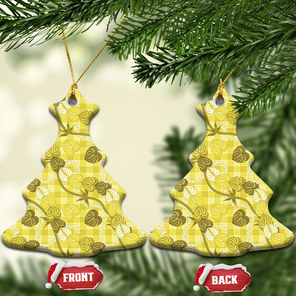 Anthurium Pikake Ti Leaf Palaka Ceramic Ornament Yellow Version LT01 Christmas Tree Yellow - Polynesian Pride