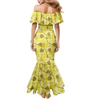 Anthurium Pikake Ti Leaf Palaka Family Matching Mermaid Dress and Hawaiian Shirt Yellow Version LT01 - Polynesian Pride