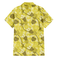 Anthurium Pikake Ti Leaf Palaka Family Matching Off Shoulder Maxi Dress and Hawaiian Shirt Yellow Version LT01 - Polynesian Pride