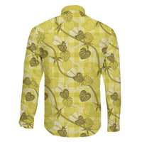 Anthurium Pikake Ti Leaf Palaka Family Matching Off Shoulder Short Dress and Hawaiian Shirt Yellow Version LT01 - Polynesian Pride