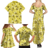 Anthurium Pikake Ti Leaf Palaka Family Matching Summer Maxi Dress and Hawaiian Shirt Yellow Version LT01 - Polynesian Pride