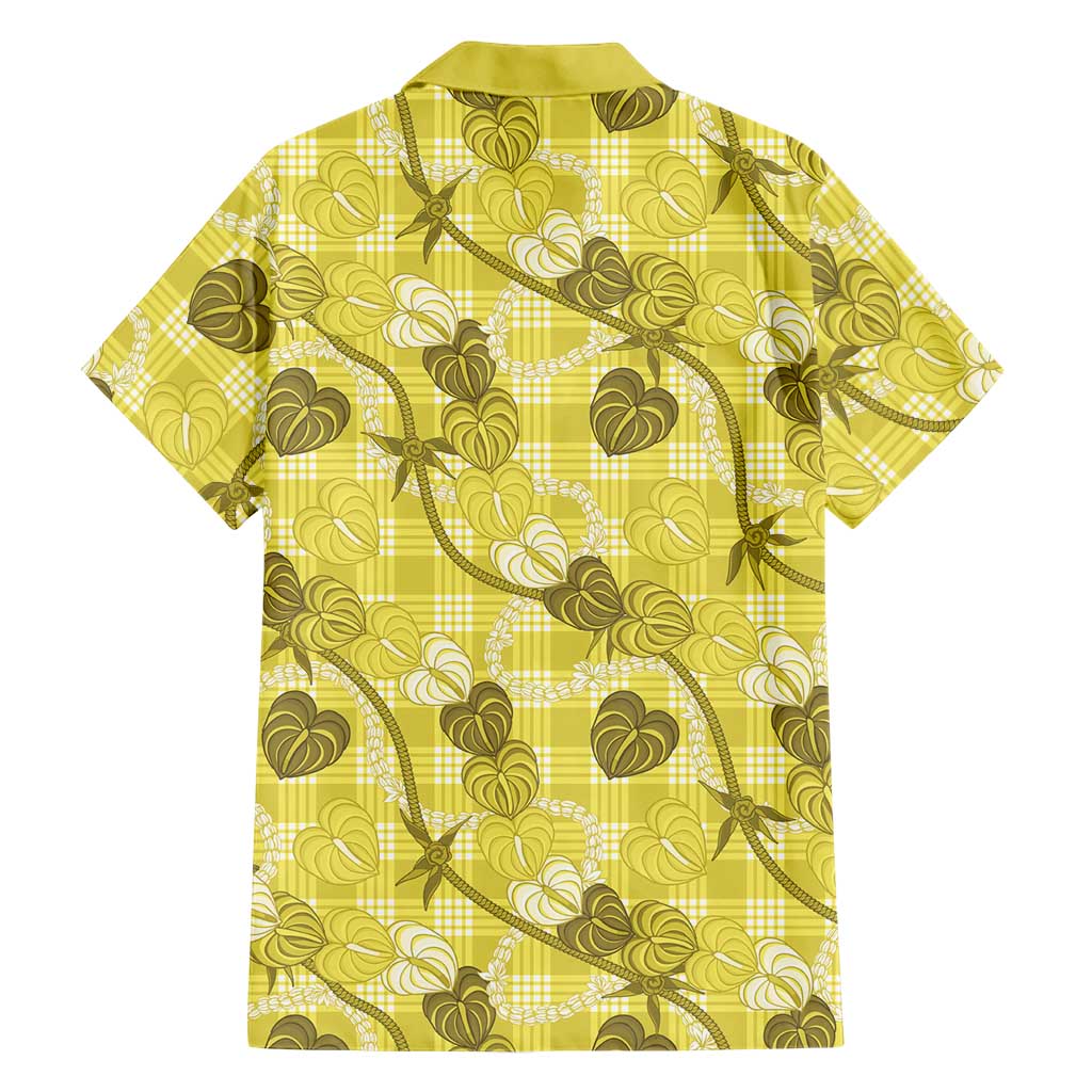 Anthurium Pikake Ti Leaf Palaka Family Matching Tank Maxi Dress and Hawaiian Shirt Yellow Version LT01 - Polynesian Pride
