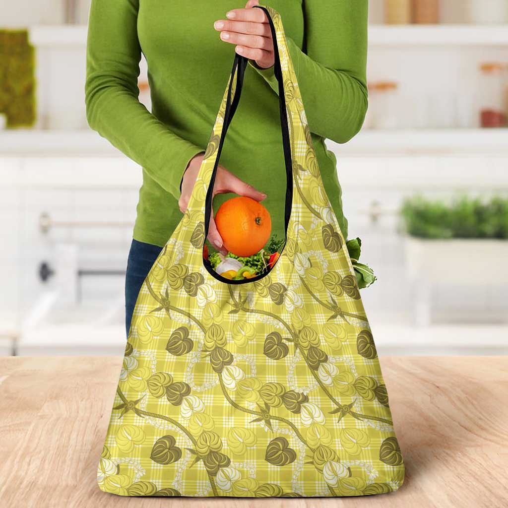 Anthurium Pikake Ti Leaf Palaka Grocery Bag Yellow Version