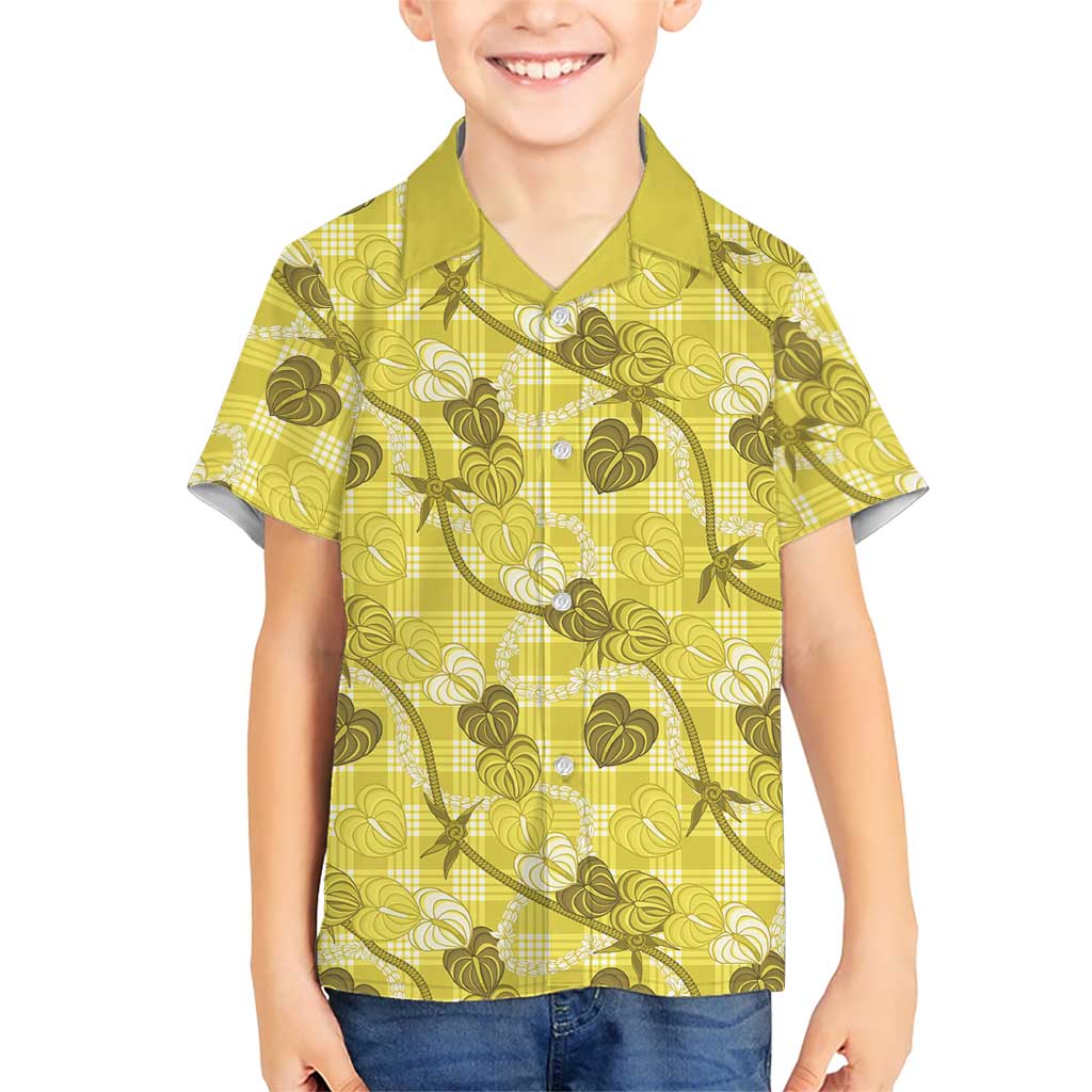 Anthurium Pikake Ti Leaf Palaka Hawaiian Shirt Yellow Version