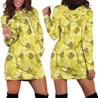 Anthurium Pikake Ti Leaf Palaka Hoodie Dress Yellow Version