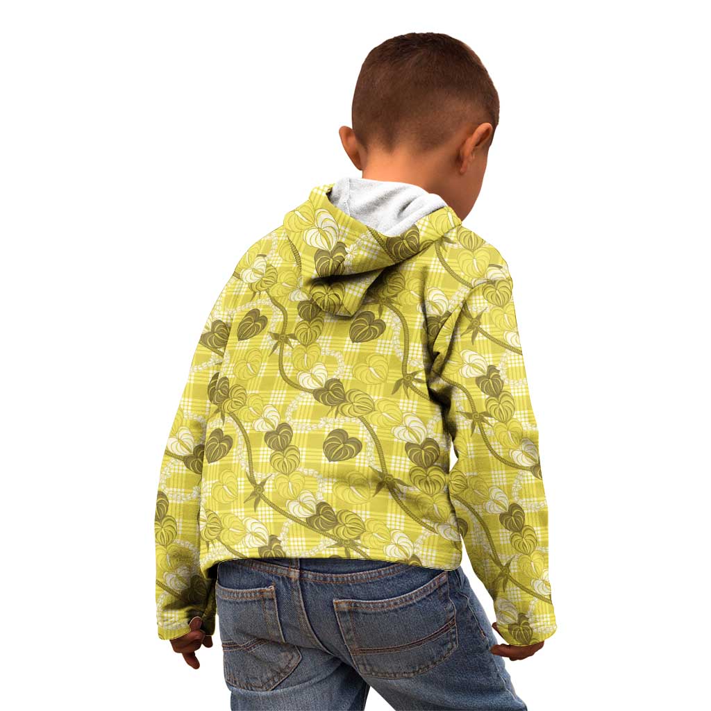 Anthurium Pikake Ti Leaf Palaka Kid Hoodie Yellow Version